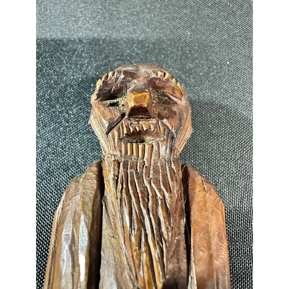 Vintage Hand Carved Wood Old Man Figure Primitive Folk Art Bearded 5.5" - Picture 5 of 12